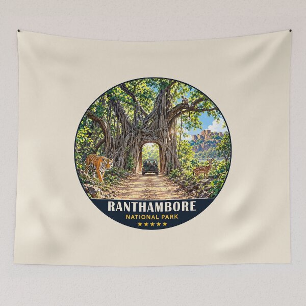 Item preview, Ranthambore National Park India – Vintage Tiger Safari Adventure designed and sold by Gideon Emmerich.