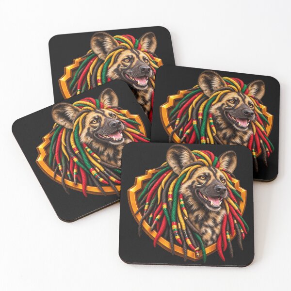 Item preview, Smiling African Wild Dog Rasta Dreadlocks - PLUSHIWORLD designed and sold by PLUSHIWORLDtm.