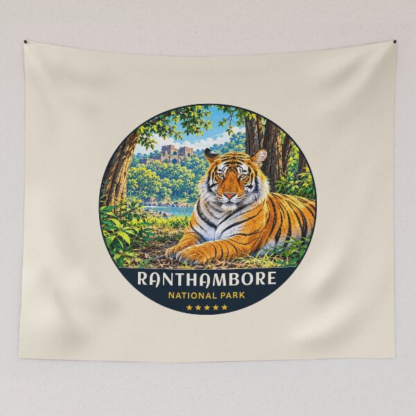 Item preview, Ranthambore National Park India – Vintage Tiger Safari Adventure designed and sold by Gideon Emmerich.