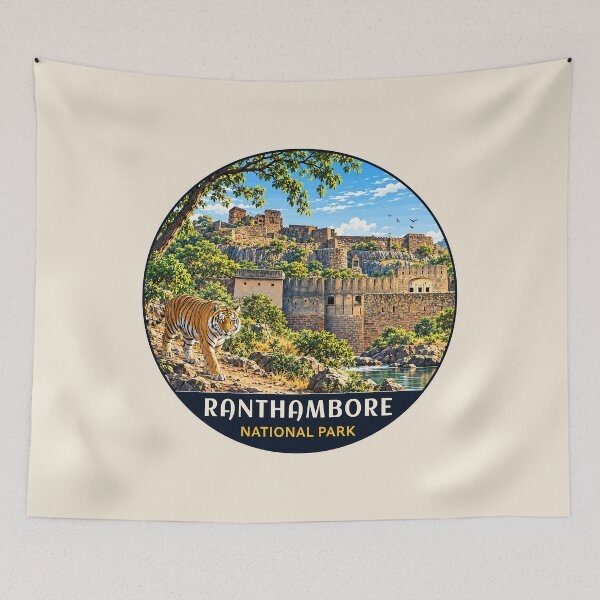 Item preview, Ranthambore National Park India – Vintage Tiger Safari Adventure designed and sold by Gideon Emmerich.