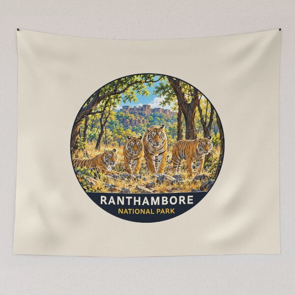 Item preview, Ranthambore National Park India – Vintage Tiger Safari Adventure designed and sold by Gideon Emmerich.