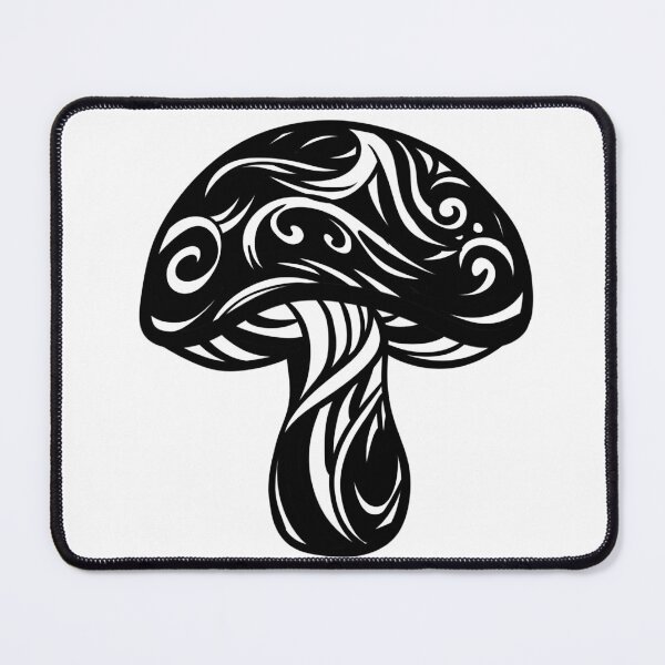 Item preview, Tribal Ornamental Mushroom Vector — Black and White Linocut Cottagecore Art designed and sold by LYAN-STORE.