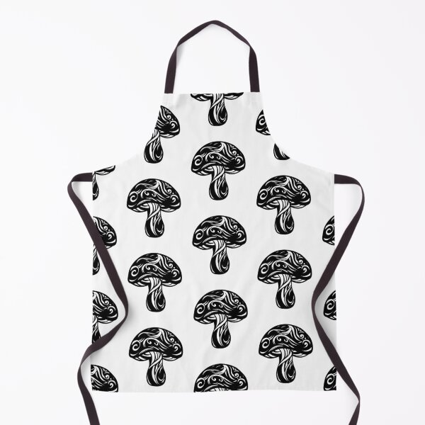Item preview, Tribal Ornamental Mushroom Vector — Black and White Linocut Cottagecore Art designed and sold by LYAN-STORE.