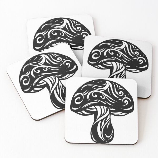 Item preview, Tribal Ornamental Mushroom Vector — Black and White Linocut Cottagecore Art designed and sold by LYAN-STORE.