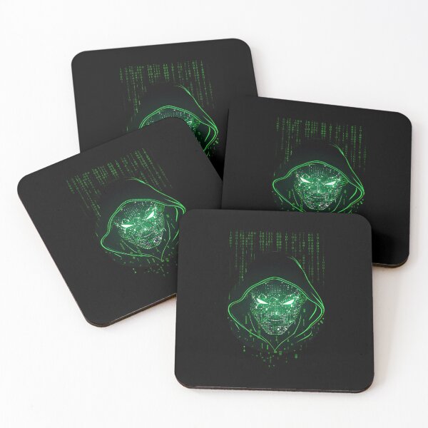 Item preview, Cyber Hacker Matrix Hooded Mask - Glowing Green Code Art designed and sold by Dakson Design - Fantasy Art.