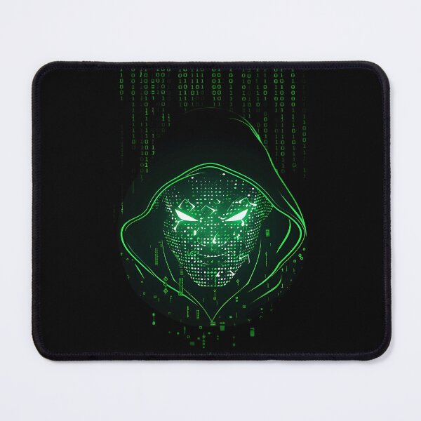 Item preview, Cyber Hacker Matrix Hooded Mask - Glowing Green Code Art designed and sold by Dakson Design - Fantasy Art.