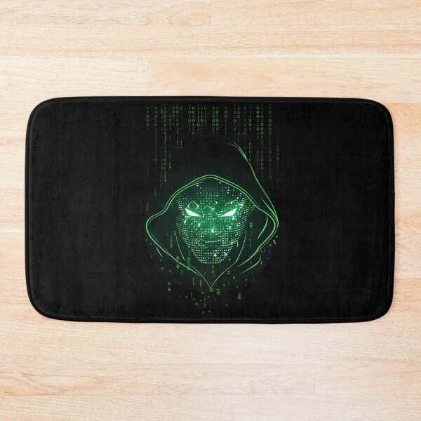 Item preview, Cyber Hacker Matrix Hooded Mask - Glowing Green Code Art designed and sold by Dakson Design - Fantasy Art.