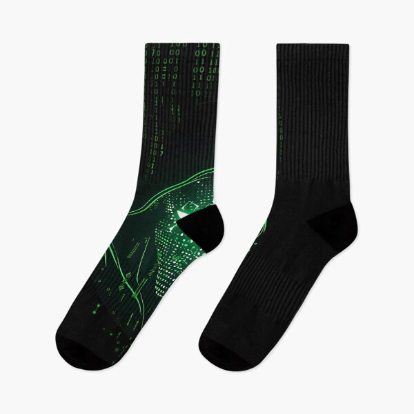 Item preview, Cyber Hacker Matrix Hooded Mask - Glowing Green Code Art designed and sold by Dakson Design - Fantasy Art.
