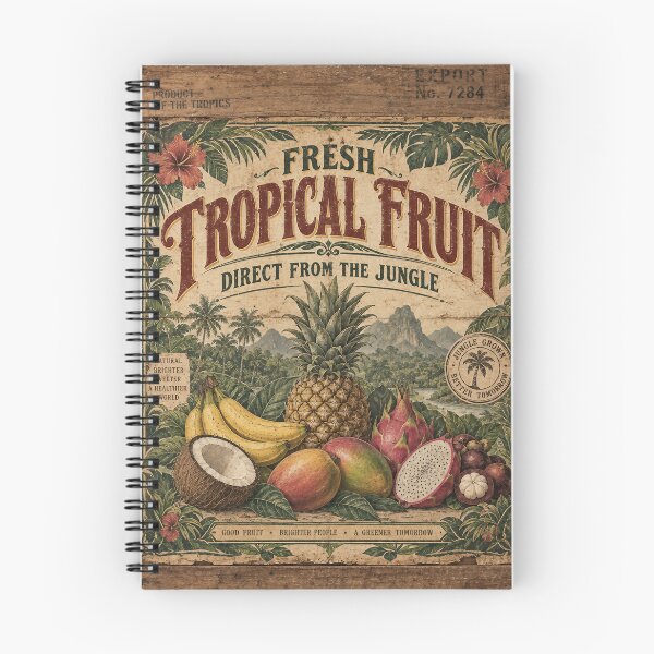 Item preview, Fresh Tropical Fruit Direct from the Jungle – Vintage Crate Shipping Label designed and sold by Jandedan.