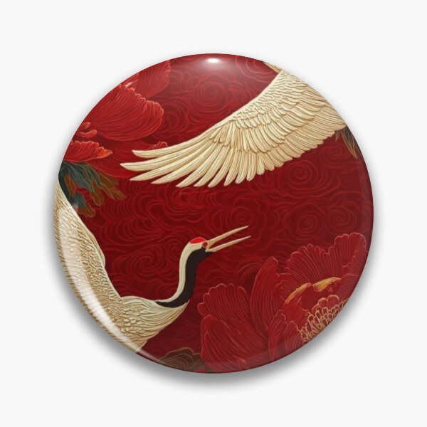 Item preview, Japanese Japanese Cranes and Peonies — Traditional Oriental Red Floral Art designed and sold by LYAN-STORE.