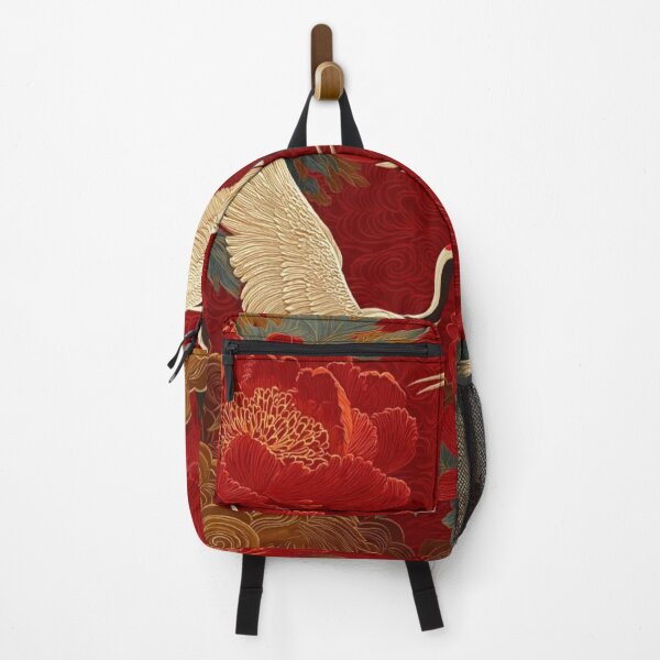Item preview, Japanese Japanese Cranes and Peonies — Traditional Oriental Red Floral Art designed and sold by LYAN-STORE.