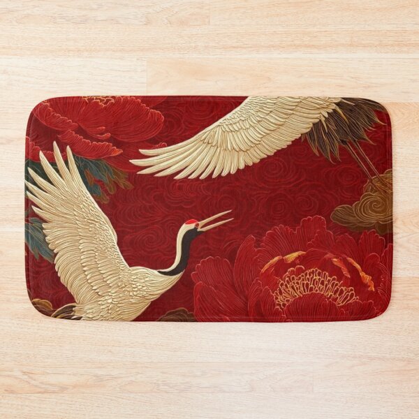 Item preview, Japanese Japanese Cranes and Peonies — Traditional Oriental Red Floral Art designed and sold by LYAN-STORE.