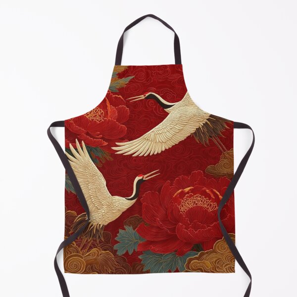 Item preview, Japanese Japanese Cranes and Peonies — Traditional Oriental Red Floral Art designed and sold by LYAN-STORE.
