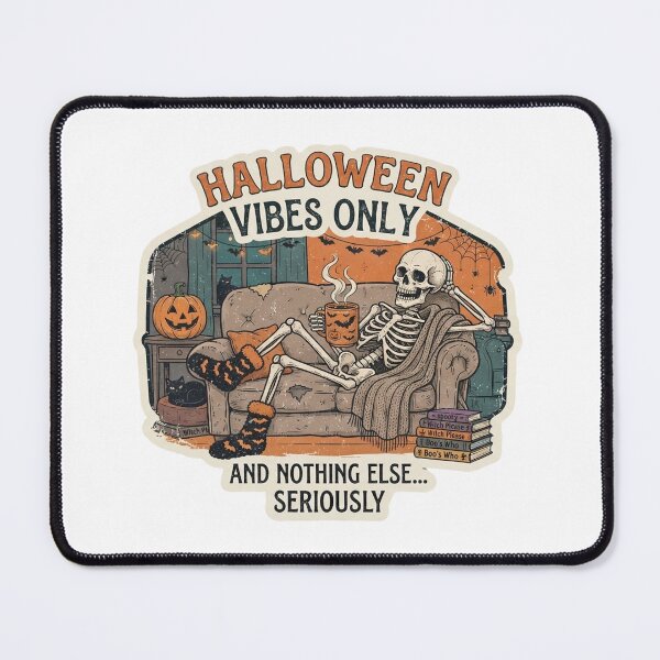 Item preview, "Halloween Vibes Only" Cozy Skeleton Coffin-Shaped Graphic Sticker Design designed and sold by CreativeNest Prints.