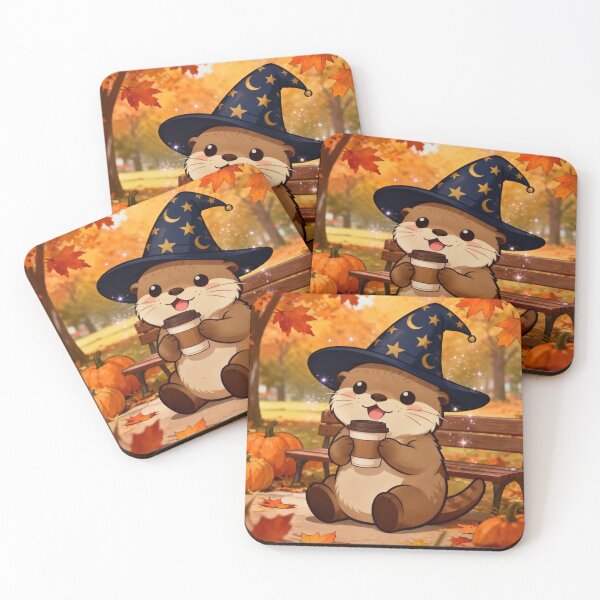 Item preview, Cute Autumn Magic Sea Otter with Coffee designed and sold by Otterbean.