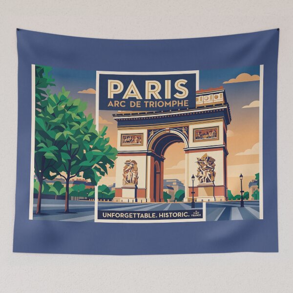 Item preview, Paris Arc de Triomphe Vintage Retro Travel Poster designed and sold by ArtworkNorth.