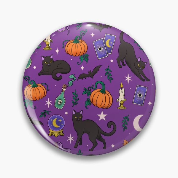 Item preview, Witchy Black Cat Halloween Pattern – Tarot, Moons and Pumpkins designed and sold by lydiadesign.