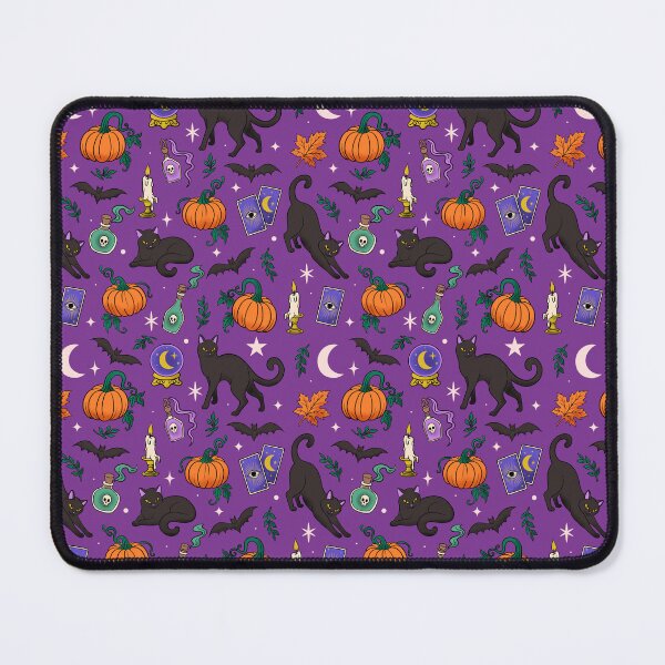 Item preview, Witchy Black Cat Halloween Pattern – Tarot, Moons and Pumpkins designed and sold by lydiadesign.