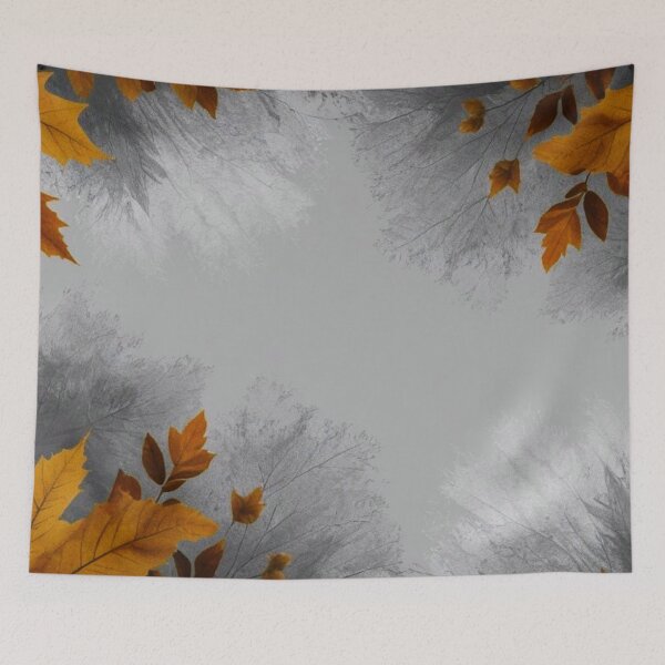 Item preview, Golden Autumn Leaves Frame — Black and White Forest Foliage Aesthetic designed and sold by LYAN-STORE.