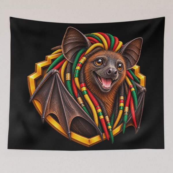 Item preview, Jamaican Fruit Bat Rasta Dreadlocks Reggae Art - PLUSHIWORLD designed and sold by PLUSHIWORLDtm.