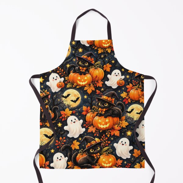Item preview, Cute Black Cats Halloween Pumpkin Pattern designed and sold by Shipra Gupta.