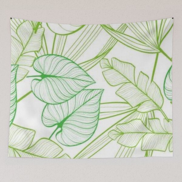 Item preview, Green Tropical Leaves Outline Seamless Pattern — Monstera Palm Line Art designed and sold by LYAN-STORE.