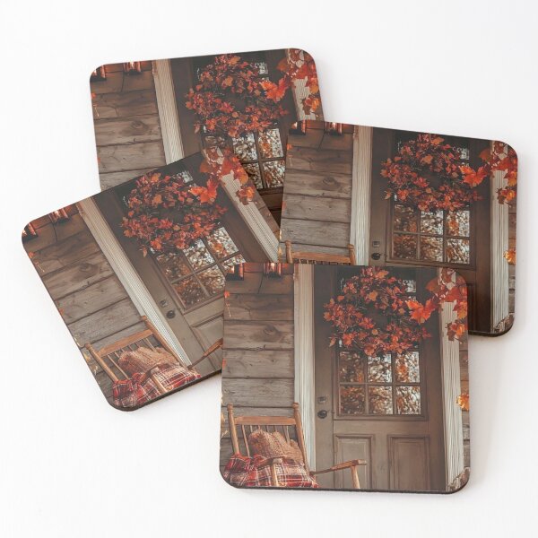 Item preview, Cozy Autumn Cabin Porch — Rustic Thanksgiving Autumn Leaves Decor designed and sold by LYAN-STORE.