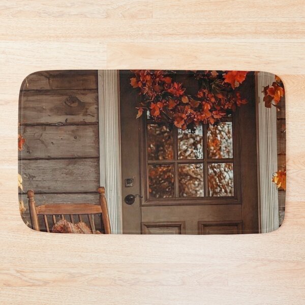 Item preview, Cozy Autumn Cabin Porch — Rustic Thanksgiving Autumn Leaves Decor designed and sold by LYAN-STORE.