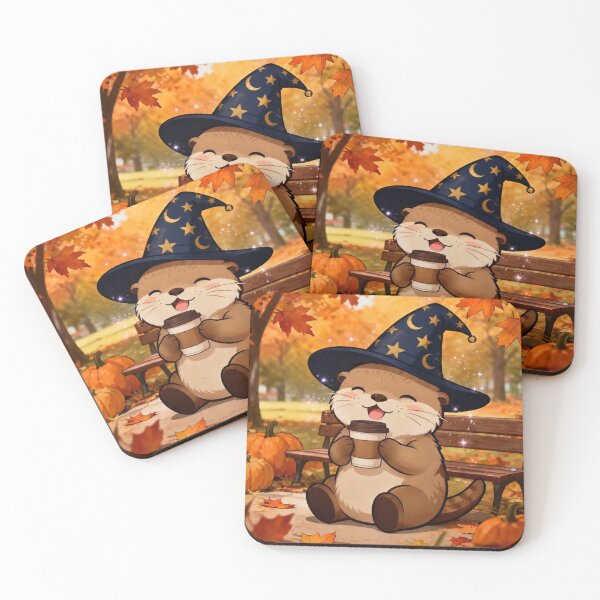 Item preview, Smiling Sea Otter Witch - Autumn Pumpkin Spice Latte designed and sold by Otterbean.