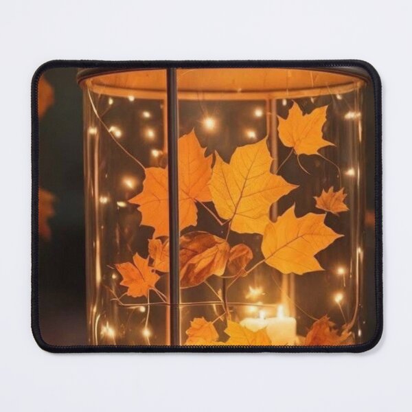 Item preview, Cozy Autumn Lantern with Glowing Candles and Maple Leaves designed and sold by LYAN-STORE.