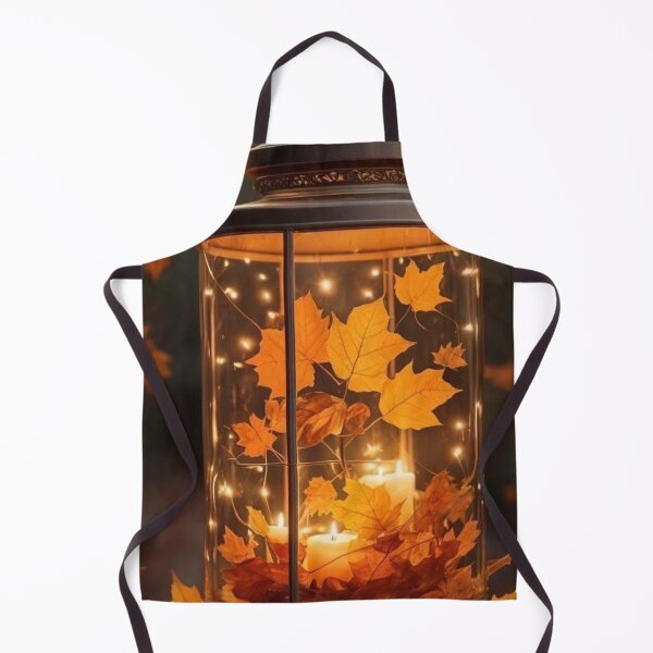 Item preview, Cozy Autumn Lantern with Glowing Candles and Maple Leaves designed and sold by LYAN-STORE.
