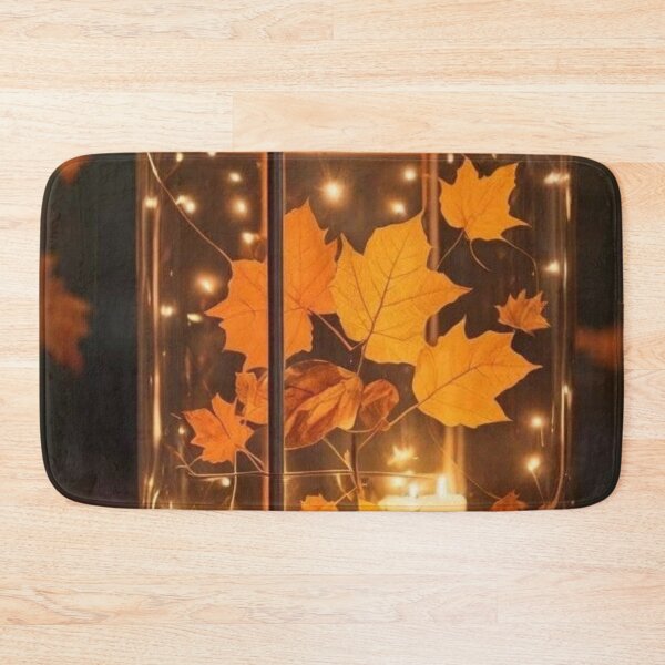 Item preview, Cozy Autumn Lantern with Glowing Candles and Maple Leaves designed and sold by LYAN-STORE.