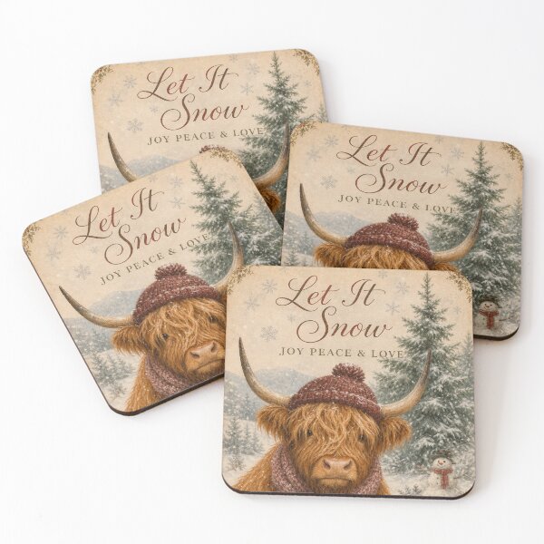 Item preview, Vintage Christmas Highland Cow Watercolor designed and sold by cherrycat101.