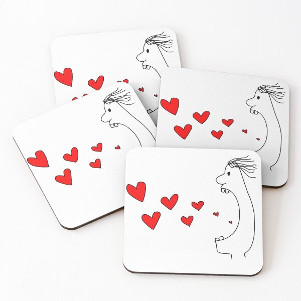 Item preview, Funny monster shouting red hearts doodle line art illustration designed and sold by KotchySmile.