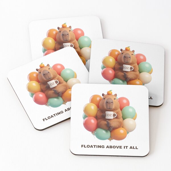 Item preview, Capybara Floating in Balloons with Coffee designed and sold by Grallanews.