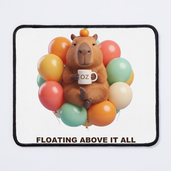 Item preview, Capybara Floating in Balloons with Coffee designed and sold by Grallanews.
