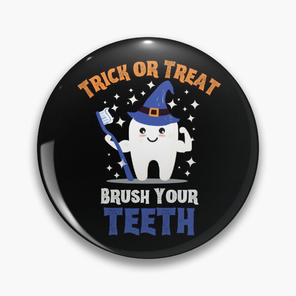 Item preview, Trick or Treat Brush Your Teeth - Tooth Wearing Witch Hat Holding Toothbrush designed and sold by LoveSeasonz.