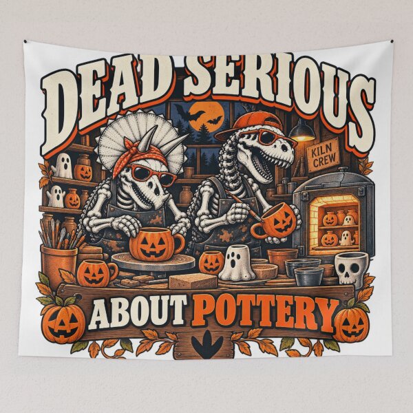 Item preview, Dead Serious About Pottery – Funny Halloween Dinosaur Potter Design designed and sold by zhivago1980.