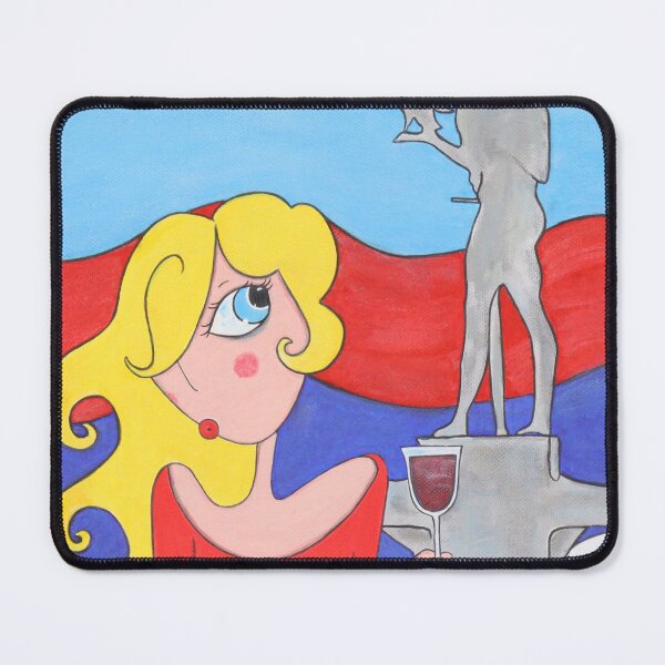 Item preview, Whimsical Blonde Girl with Wine and The Victor of Belgrade | Serbian Pop Art Illustration designed and sold by Diarta.