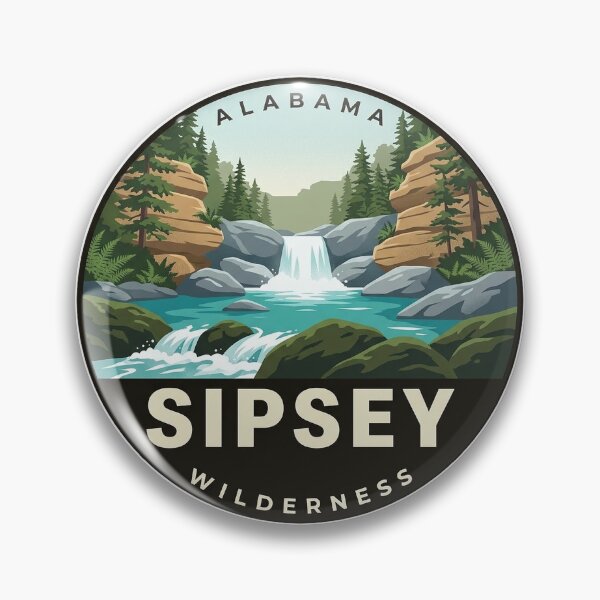 Item preview, Sipsey Wilderness Rushing Water Circle Badge Sticker designed and sold by DetourDgn.