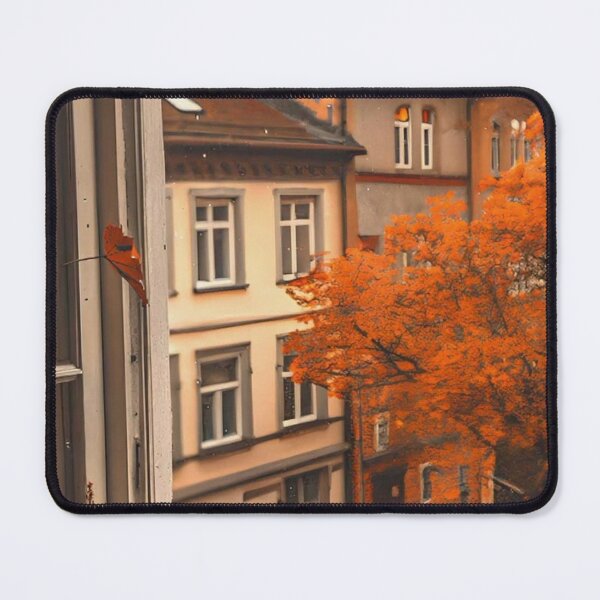 Item preview, Cozy Autumn Window View with Coffee — Warm Old Town Cityscape Art designed and sold by LYAN-STORE.