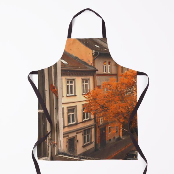 Item preview, Cozy Autumn Window View with Coffee — Warm Old Town Cityscape Art designed and sold by LYAN-STORE.