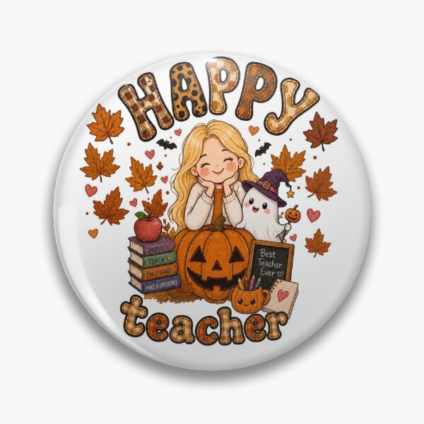 Item preview, Happy Teacher Autumn Pumpkin Halloween designed and sold by TheChalkyFox.