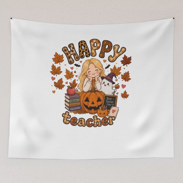 Item preview, Happy Teacher Autumn Pumpkin Halloween designed and sold by TheChalkyFox.