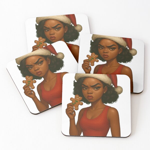 Item preview, Grumpy Christmas Girlie with Gingerbread Man | Holiday Attitude Illustration designed and sold by SideProjectSoc.