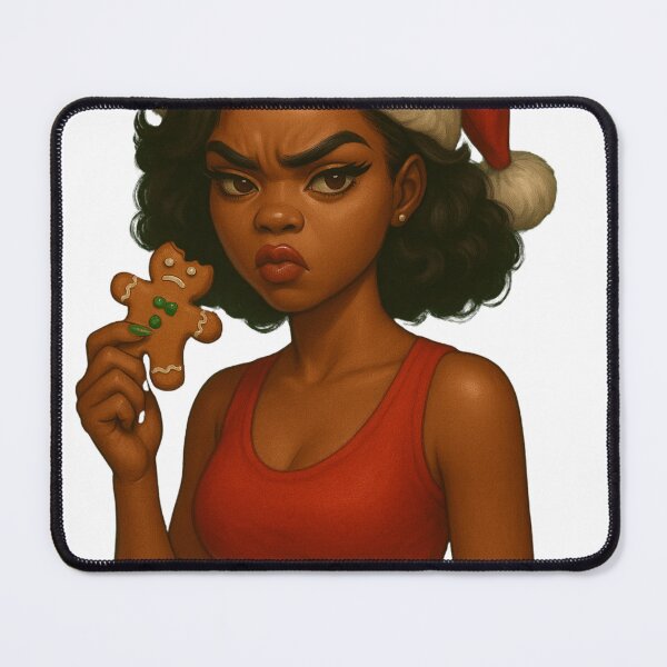 Item preview, Grumpy Christmas Girlie with Gingerbread Man | Holiday Attitude Illustration designed and sold by SideProjectSoc.