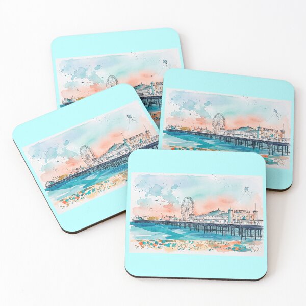 Item preview, Brighton Palace Pier Watercolour Sunset designed and sold by ArtworkNorth.