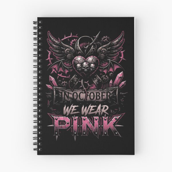 Item preview, October We Wear Pink Punk Skull Wings Gothic Halloween Style designed and sold by ArcaneArtistry.