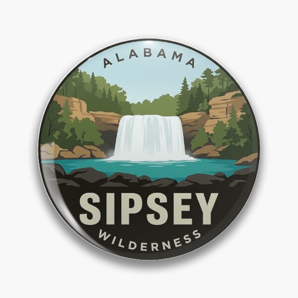 Item preview, Sipsey Wilderness Kinlock Falls Circle Badge Sticker designed and sold by DetourDgn.