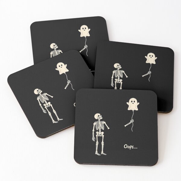 Item preview, Skeleton Holding Balloon Ghost Gothic Halloween Funny  designed and sold by Suzu Comena.